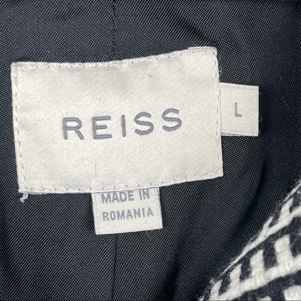 REISS Houndstooth Button Down Coat - Picture 4 of 6